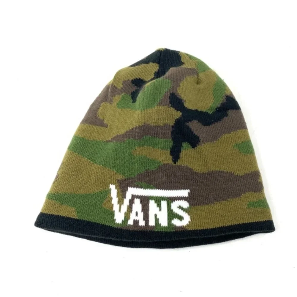 VANS Circle Tab Beanie Checker Green Black Knit Hat One Size VN0A7UDECMA